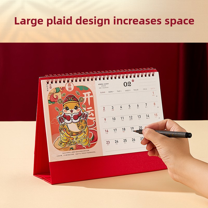 2026 customized extra-large Chinese red red festive triangle made with large font corporate gift calendar customized national style business desk calendar desktop year of the snake new creative monthly calendar