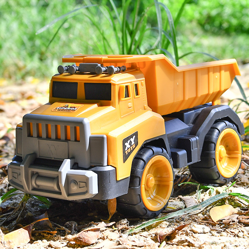 儿童大号仿真工程车挖掘机吊机卡车翻斗搅拌惯性耐摔玩具男女孩 - 图2