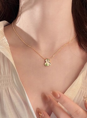 新中式微镶葫芦项链女福禄锁骨链