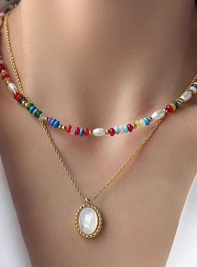 天然淡水珍珠项链多巴胺串珠颈链