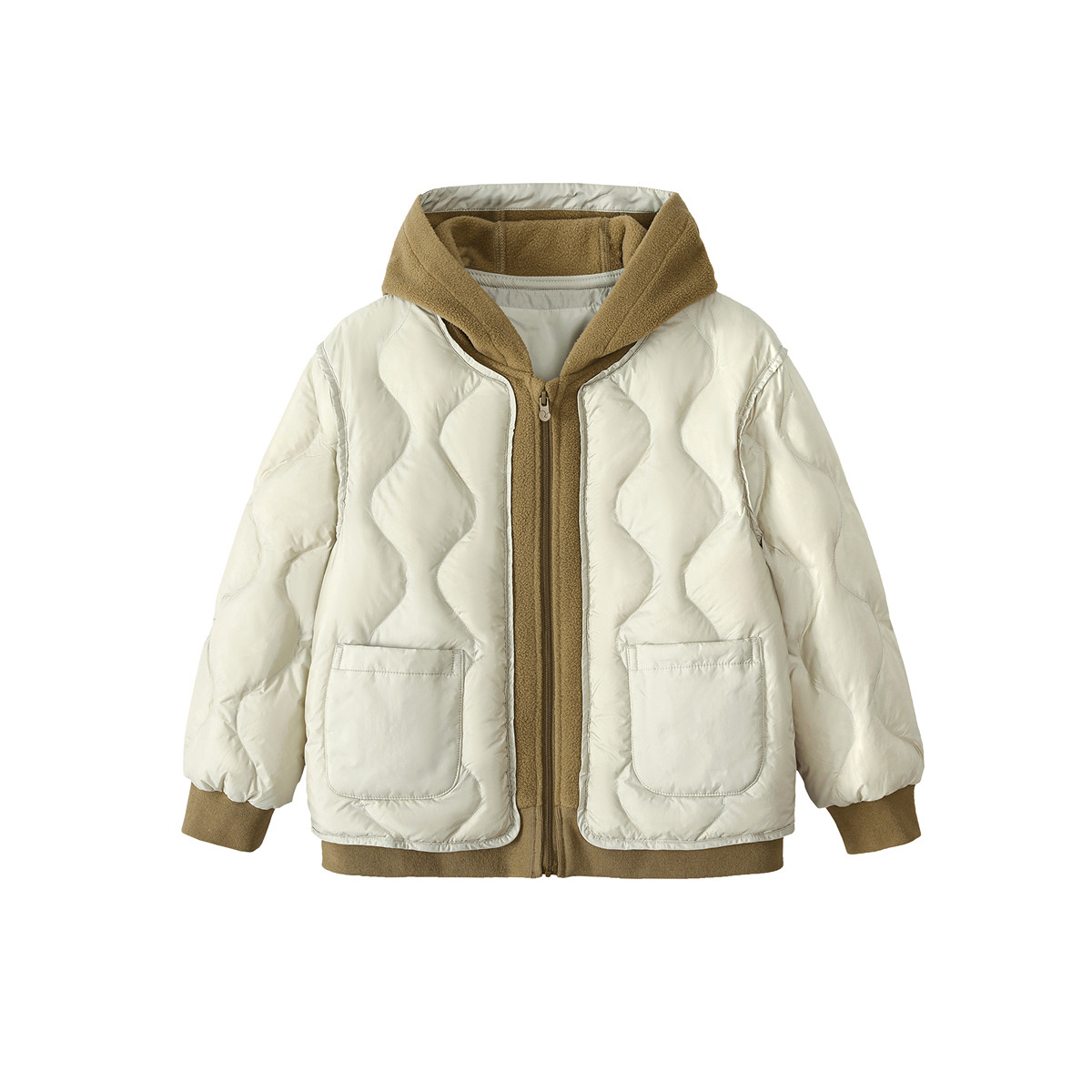 迷你巴拉巴拉男女童连帽羽绒服儿童假两件撞色轻薄外套2025秋冬季,淘宝优惠券,粉丝福利购,淘宝优惠卷