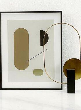 极速现代简约欧式轻奢金属切割几何回纹屏风N摆件样板房售楼处软