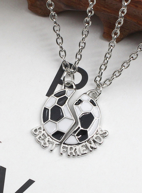 极速2Pcs Trendy BEST FRIENDS NecklaceJ Football Friendship