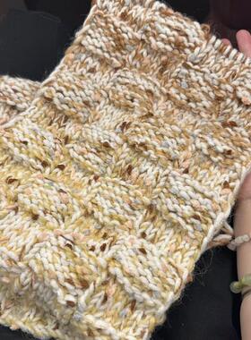 新品彩虹豆豆棉花糖n围巾毛线手工编织diy材料包混线粗毛线自织送