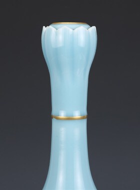 新品花瓶清乾隆瓷器天q蓝釉描金兽耳胆瓶仿古瓷古董古玩明清老瓷
