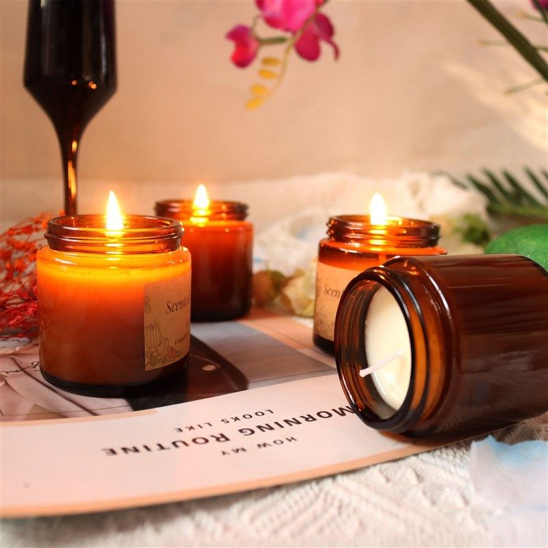 极速牛皮纸复古i茶色玻璃罐杯装香薰蜡烛室内香氛味蜡烛摆件,淘宝优惠券,粉丝福利购,淘宝优惠卷