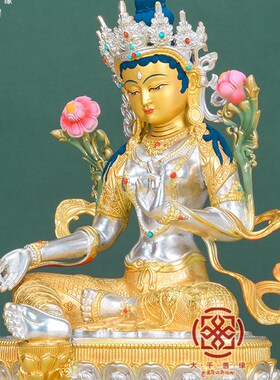 新品纯铜鎏金鎏银居家供s奉密宗绿度母菩萨佛像藏传铜像摆件尼泊