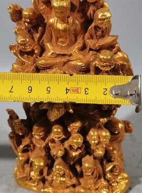 极速古玩铜器收藏鎏金铜如y来十八罗汉佛像浮雕降龙伏虎摆件