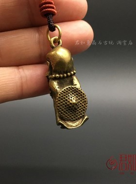 新品实心黄铜小达摩挂件 全铜迷你达摩祖M师创意摆件禅意铜佛像钥
