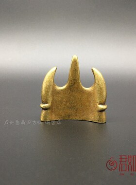 新品实心铜山形小笔架 黄铜火焰山迷你铜笔架文房用Y品笔搁小铜件