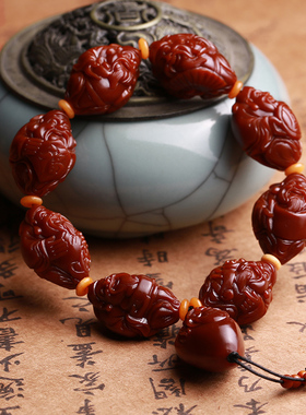 极速玉化橄榄核八大财神手串橄y榄胡核雕财神手链男女文玩机刷苏
