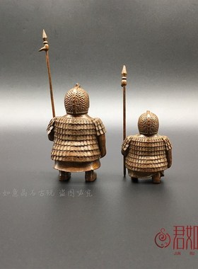 极速纯铜大兵f小将铜像 实心铜站立古代铠甲兵卒兵器战士铜人茶宠