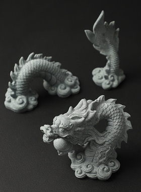 速发新摆式祥龙盆景微景观假山水陆缸鱼件造景老物件小摆缸手工工