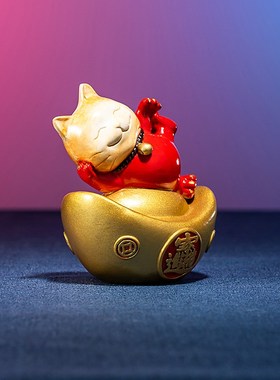速发《装财猫》铜办件客厅玄关家居招饰品摆公室送朋友桌面
