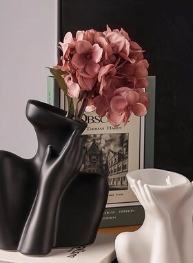 速发H颜E轻奢陶瓷花瓶摆件高A艺抽象值术玄关电视柜台面装饰品