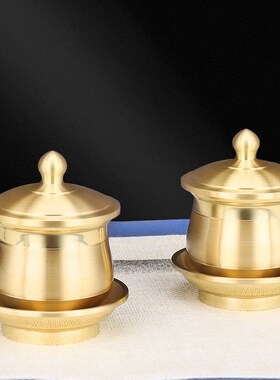 速发新神素面拉音供水杯敬款水杯供奉茶杯观丝佛前供佛水杯铜