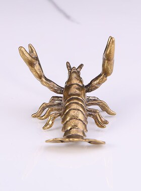 极速纯黄铜举重大小龙虾摆件新款居家办公茶N宠茶桌盖置笔架工艺