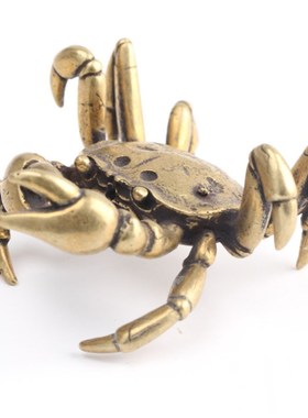 极速发横财大将军纯铜实s心螃蟹盖置茶道茶玩小摆件动物茶宠桌装