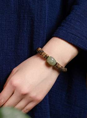 极速Qinan agarwood hand string withF shape beads DIY Hotan J