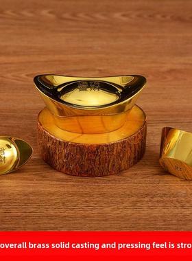 实心黄铜元宝铜条铜块全铜进宝财神供奉桌招纯家居装饰工艺品摆件