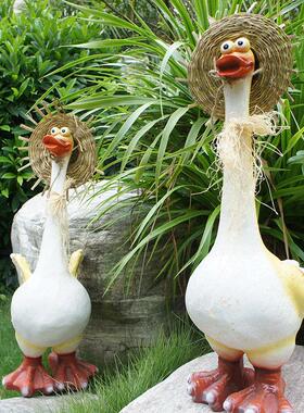 花园庭院装饰品幼儿园彷真卡通动物可爱创意小鸭子树脂工艺品摆件