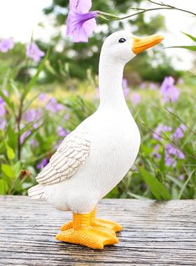 户外仿真动物假山喝水鸭子摆件庭院花园水池鱼池水景吸水造景鱼缸