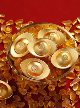 大明铜匠实心金元宝摆件一锭发财招财客厅办公室装饰开 业乔迁礼