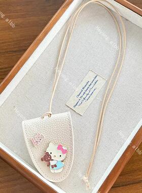 新款卡通设计感kt猫咪眼镜包项链创意甜美可爱少女心钥匙链挂件