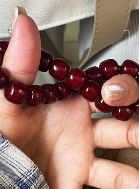 极速车厘子红色菩提根手串绕指柔女E文玩朱砂供菩提子情侣盘玩佛
