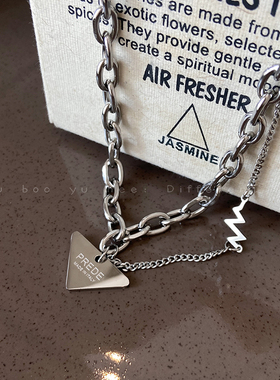 极速几何三角形吊坠项链女钛钢不掉色F秋冬毛衣链欧美嘻哈个性小