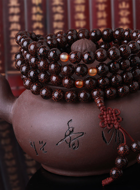 极速铁蛋菩提子佛珠手链108x颗圆珠手串念珠红色星月菩提子男女情