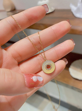 极速迷你圆形镂空项链珍珠锁骨链桃F心饰品夏季甜美小众女设计感