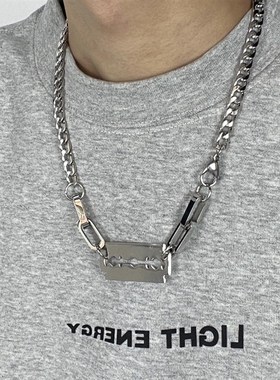 极速刀片钛钢项链男女同s款小众设计感颈链嘻哈个性锁骨链男生潮
