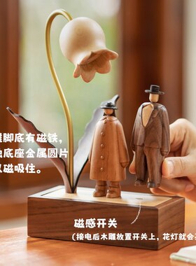 新品铃兰花与爱情小n夜灯/创木工坊木质桌面床头台灯摆件情侣礼物