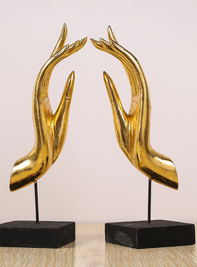 新品泰国工艺品金k色佛手木雕摆件东南亚风客厅书房办公室桌面装