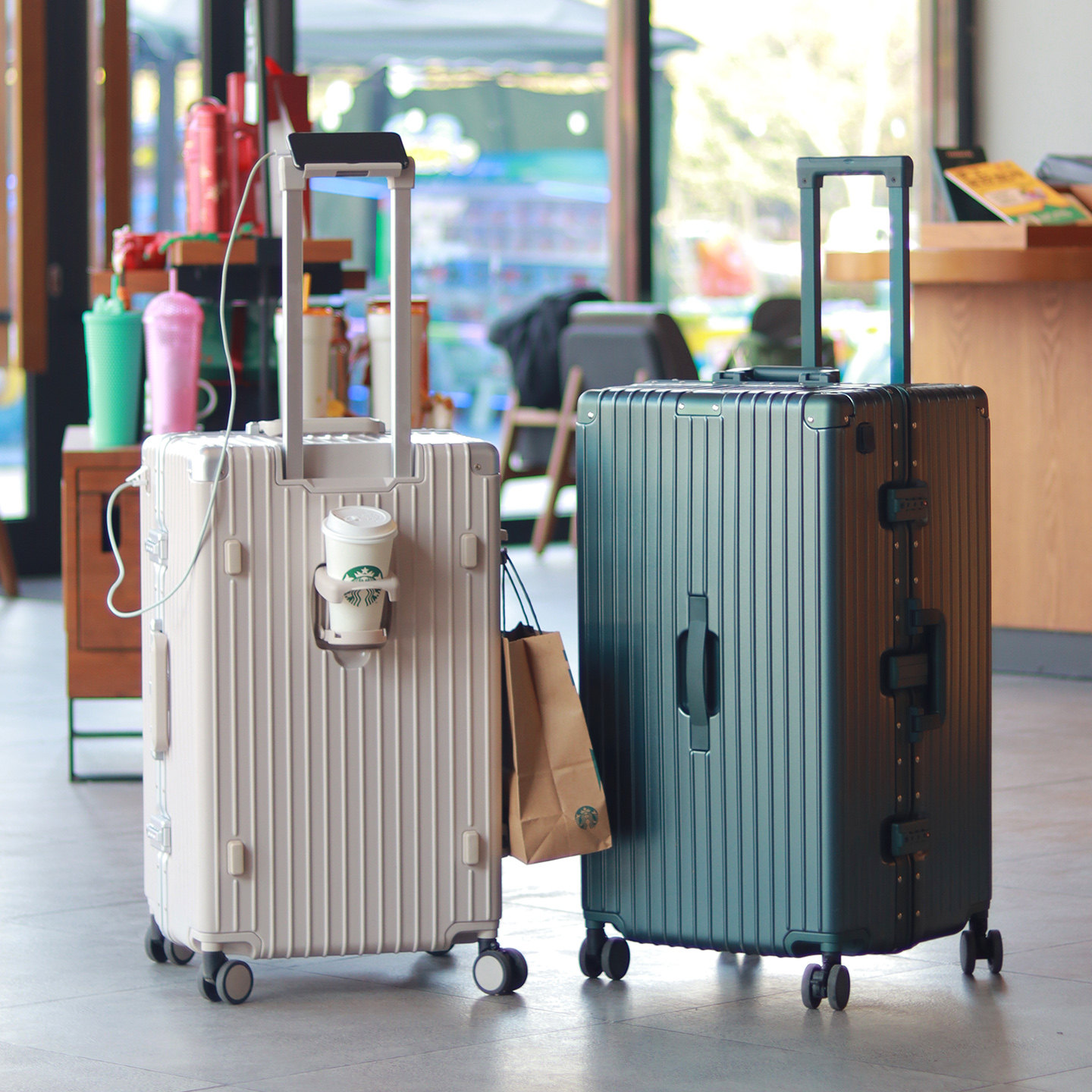 星天外结实防爆大容量铝框行李箱男女刹车减震万向轮带杯架旅行箱,淘宝优惠券,粉丝福利购,淘宝优惠卷