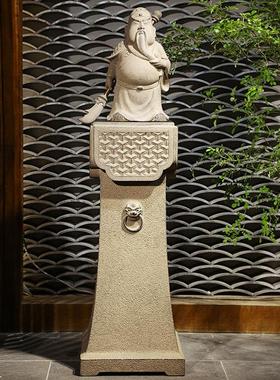 武财神关公摆件新中式彷古工艺礼品摆饰室内装饰展示柱底座招财开