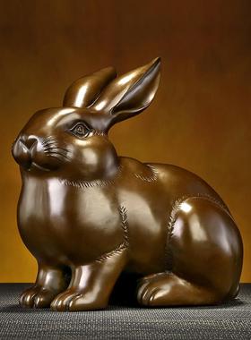 黄铜兔子摆件十二生肖电视柜桌面摆设家居客厅装饰生肖兔生日礼品