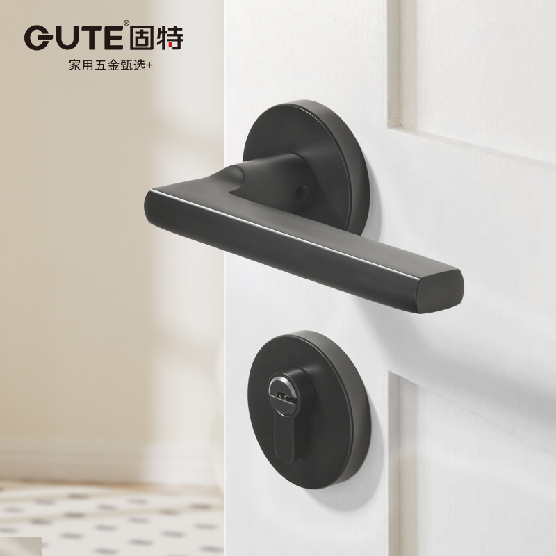 固特室内铜门锁卧室房门分体锁现代简约家用黄铜木门锁具通用型 - 图1