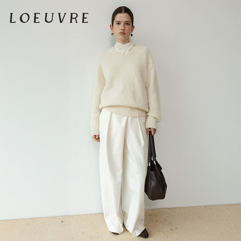 loeuvre郑丽媛同款垂感阔腿休闲裤女25秋冬新款直筒长裤 SW5WL452 - 图1
