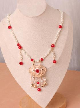 古风马面裙项链复古旗袍吊坠宋制坦领汉服配饰平安锁璎珞古装饰品