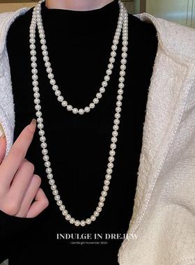 珍珠项链女款2024新款爆款长款毛衣颈链新中式国风旗袍马面裙配饰