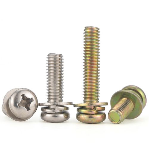 速发镀镍十头三组合螺丝镀彩锌盘头圆字带弹垫平垫螺M钉2.5M4M5M6 - 图3