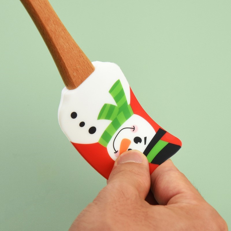 New Christmas Wooden Handle Kitchen Fondant Cake Cream Spatu - 图0