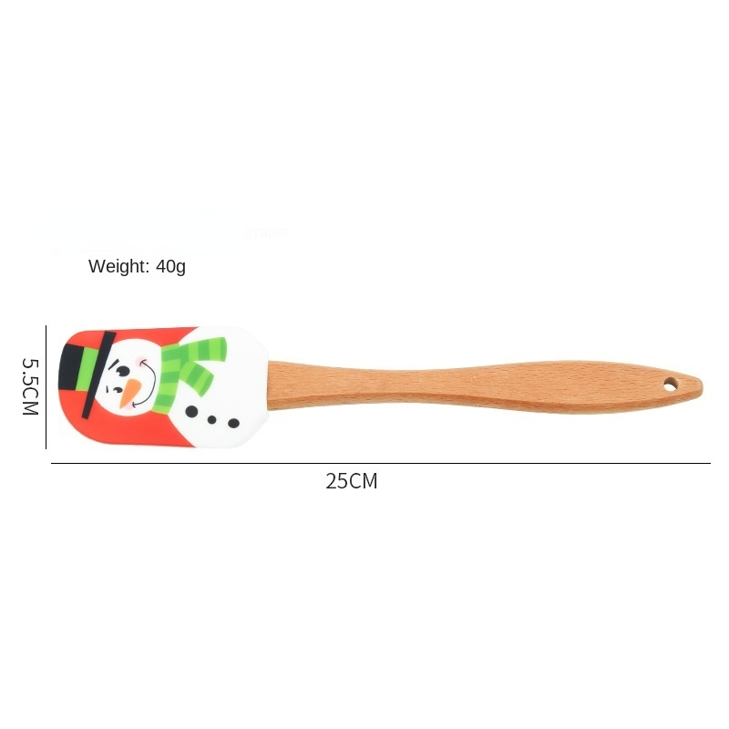 New Christmas Wooden Handle Kitchen Fondant Cake Cream Spatu - 图3