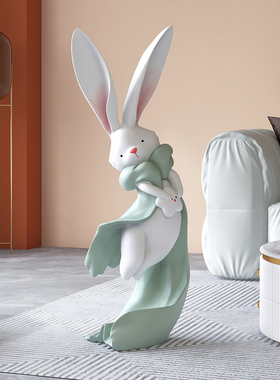 速发轻奢兔子客迎厅宾大型落地摆边家居装饰品电视柜旁件乔迁新居