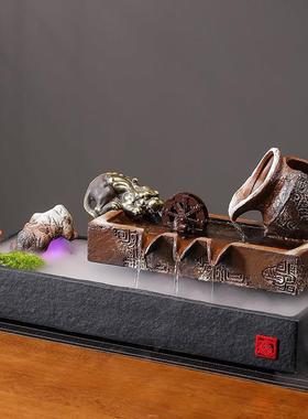 风水轮流水陶罐生招财金蝉貔貅客厅玄关办公室茶桌面开业乔迁礼品