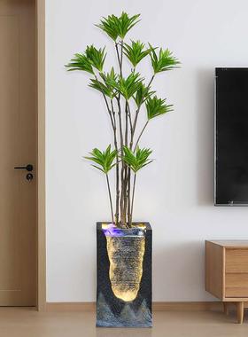 现代客厅流水生财摆件循环水办公室喷泉加湿器电视柜旁边落地盆景