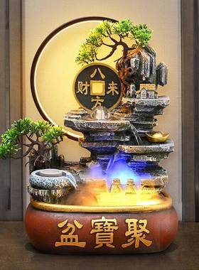 假山流水喷泉客厅循环水景观招财风水轮办公室开业桌面装饰品摆件