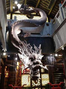 玻璃钢龙雕塑定制铸铜雕像火锅店喷水龙头铜雕大型壁挂龙浮雕装饰